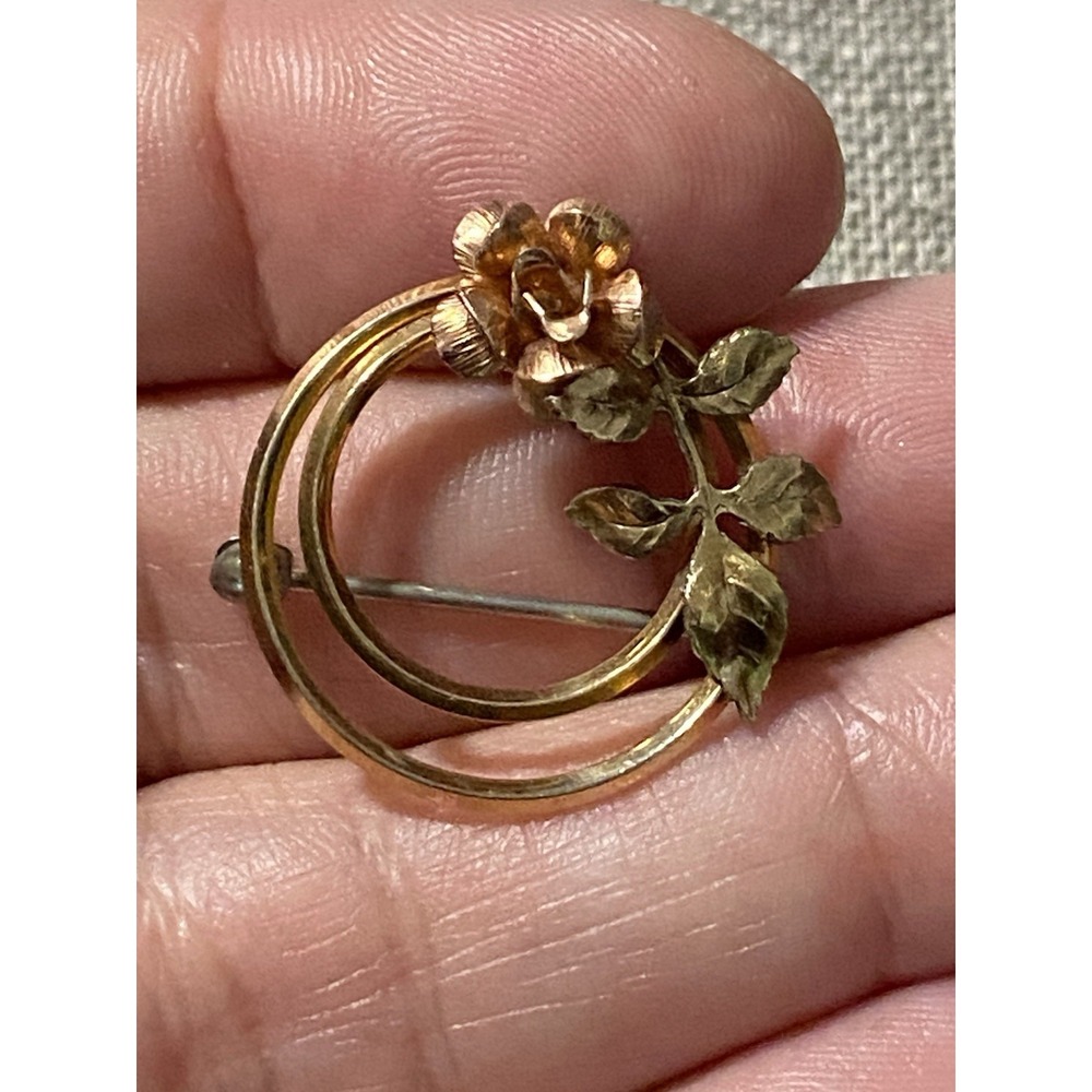 Krementz Gold Overlay Rose Brooch Pin Signed 1960's Timeless Small But Beautiful